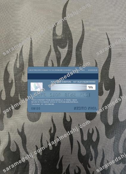 Australia Hume bank visa card photolook back